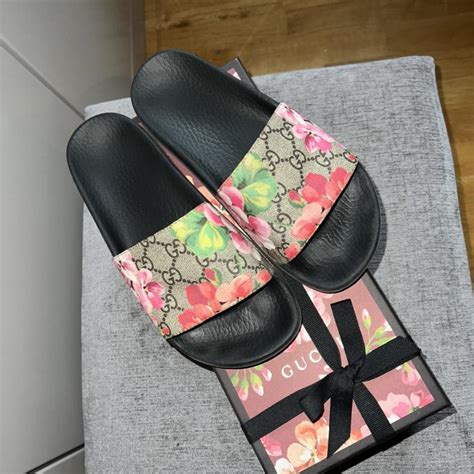 gucci gg blooms supreme floral slide sandal|gucci espadrilles blooms.